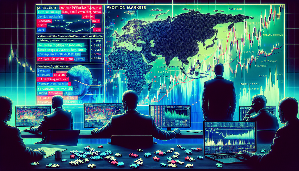 alt_text: Grafik pasar prediksi politik menunjukkan fluktuasi terkait taruhan dan prediksi hasil.